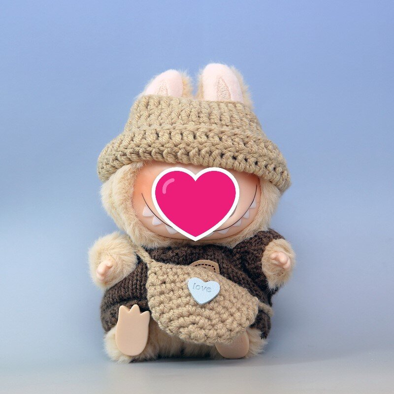 Doll Accessories Manufacturer - Hot Selling 17cm Cute Clothing Set Sweater Headband Bag for Labubu