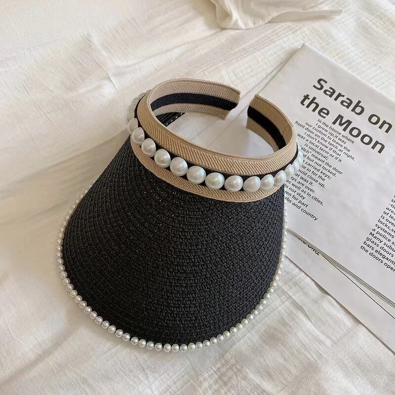 Sun Visor Hat Manufacturer - Women's Elegant Summer Fashionable Hollow Top for Outdoor Sports with Pearl