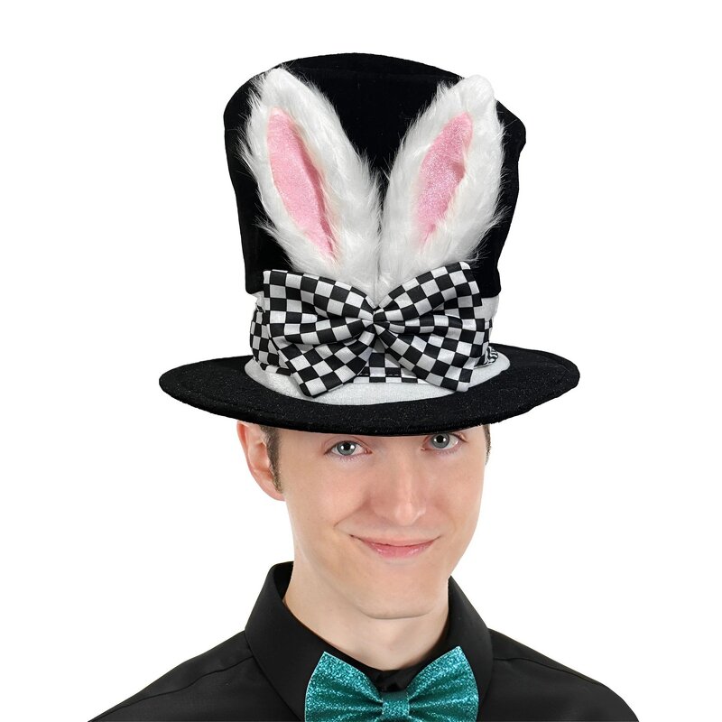 Rabbit Costume Hat Manufacturer - Wholesale Easter Adult Black Velvet Bunny Ear Top Hat for Theme Party
