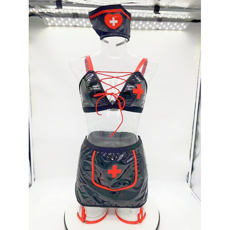 Lingerie Set Manufacturer - High Quality Nightwear Sexy Black Leather Women Hot Bodysuit Halloween Costume