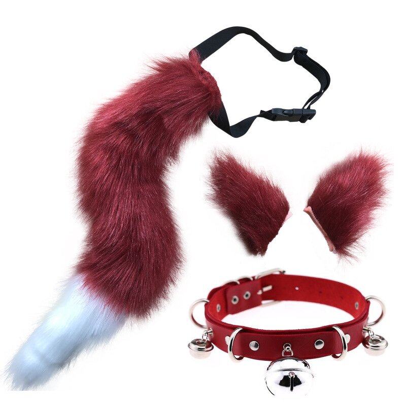 Cosplay Set Manufacturer - 3Pcs Faux Fur Adjustable Choker Animal Tail Wolf Fox Ear Headband