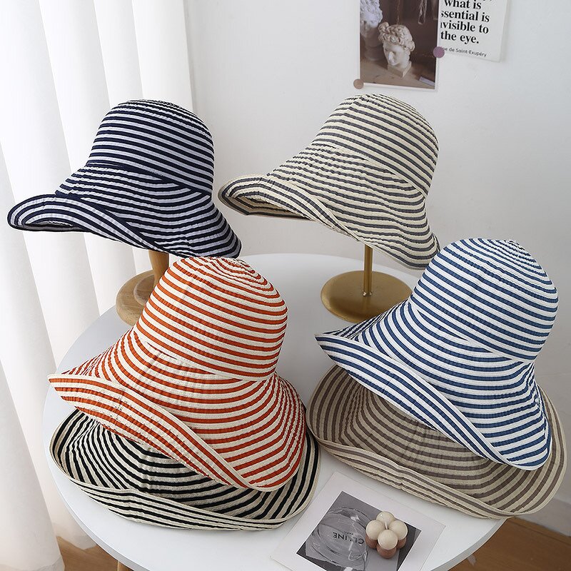 Fisherman Hat Manufacturer - High-End Unisex 100% Polyester Denim Striped All-Season Sun Protection
