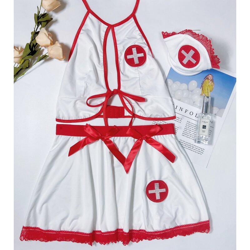 Nurse Uniform Manufacturer - Hot Selling Halloween Costumes Cosplay Women Clothes Sexy Mini Skirt Set With Cap