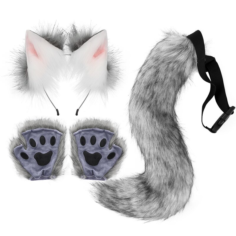 Animal Tail Accessories Manufacturer - Halloween Handmade Artificial Fox Tail Wolf Tail Cosplay Animal Claw Props