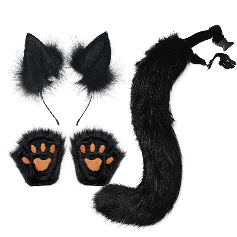 Animal Tail Accessories Manufacturer - Halloween Handmade Artificial Fox Tail Wolf Tail Cosplay Animal Claw Props