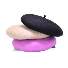 Beret Manufacturer - Women's Casual Outdoor Spring Winter Wool Fleece Vintage Painter Style Solid Color