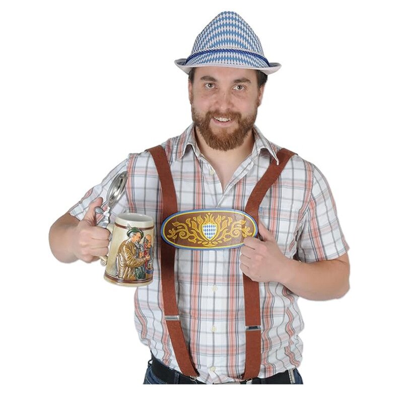 Alpine Casquette Manufacturer - Unisex Custom Logo Oktoberfest Blue White Stripe Feathers for Germany