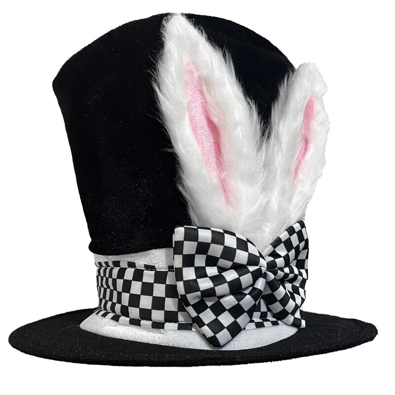 Rabbit Costume Hat Manufacturer - Wholesale Easter Adult Black Velvet Bunny Ear Top Hat for Theme Party