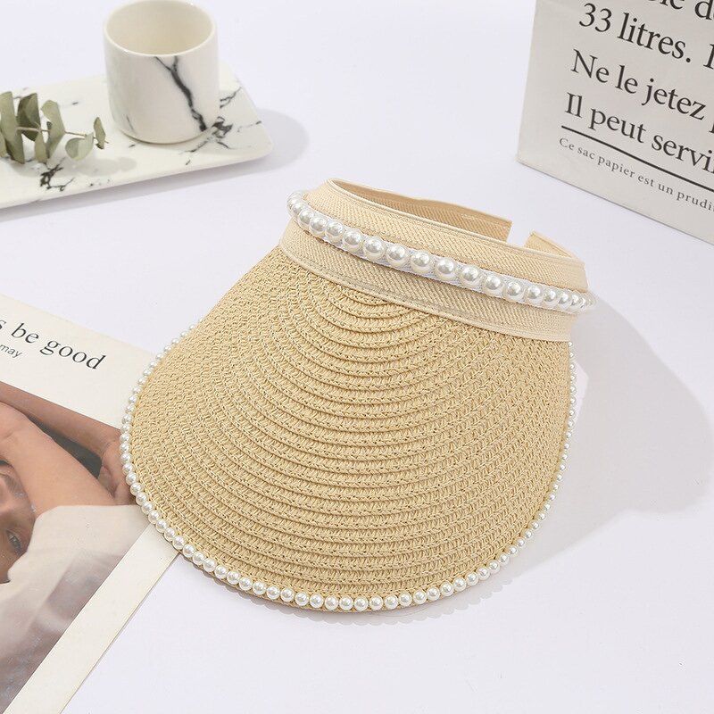 Sun Visor Hat Manufacturer - Women's Elegant Summer Fashionable Hollow Top for Outdoor Sports with Pearl