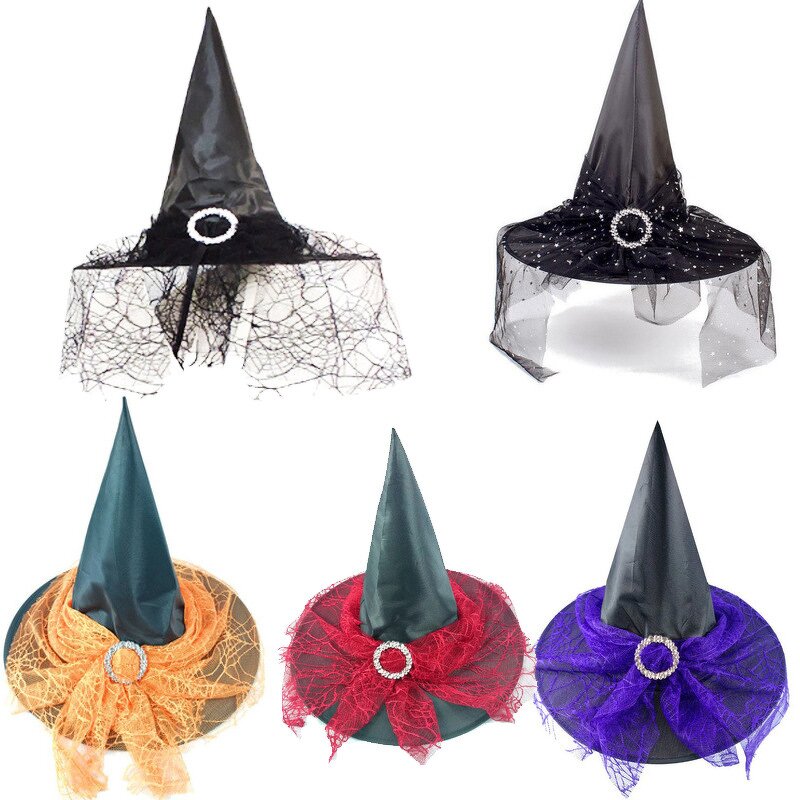 Witch Hat Manufacturer - Halloween with Wide Brim and Pointy Spikes Striped Style for Children's Parties