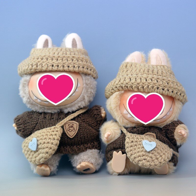 Doll Accessories Manufacturer - Hot Selling 17cm Cute Clothing Set Sweater Headband Bag for Labubu