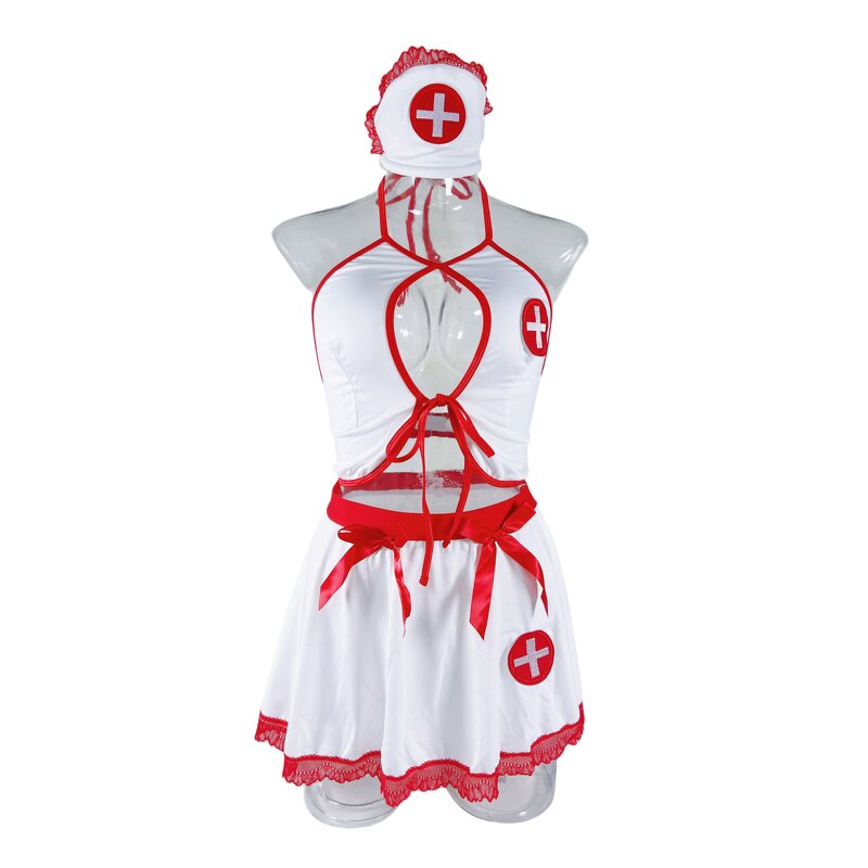 Nurse Uniform Manufacturer - Hot Selling Halloween Costumes Cosplay Women Clothes Sexy Mini Skirt Set With Cap