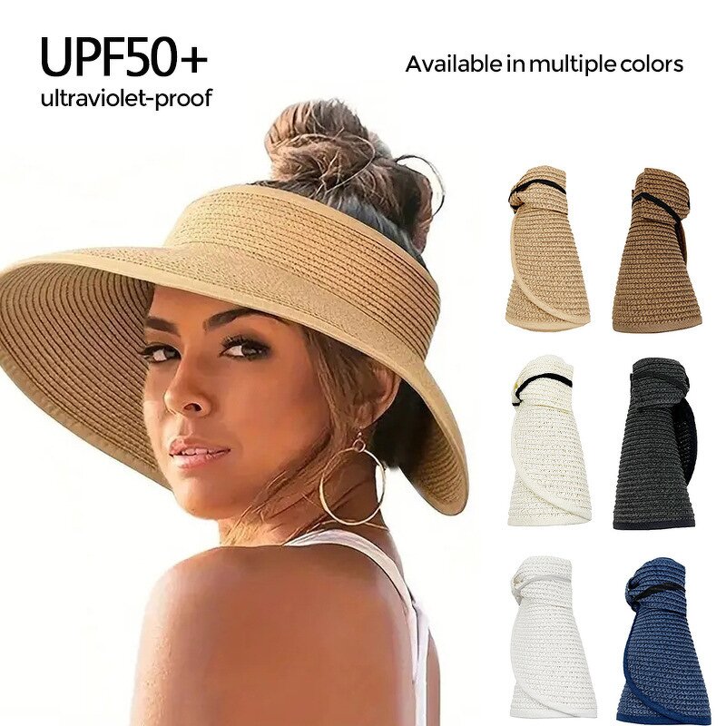 Straw Hat Manufacturer - Foldable New Summer Women's Hollow Top Adjustable Bow Large Edge for Outdoor Travel