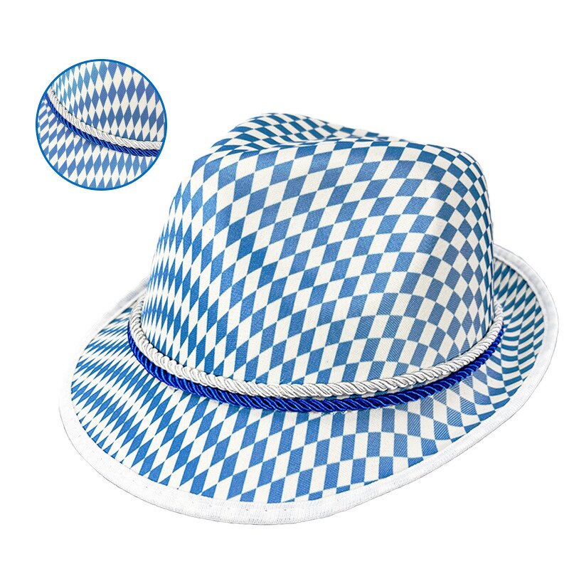 Alpine Casquette Manufacturer - Unisex Custom Logo Oktoberfest Blue White Stripe Feathers for Germany