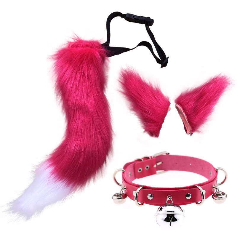 Cosplay Set Manufacturer - 3Pcs Faux Fur Adjustable Choker Animal Tail Wolf Fox Ear Headband