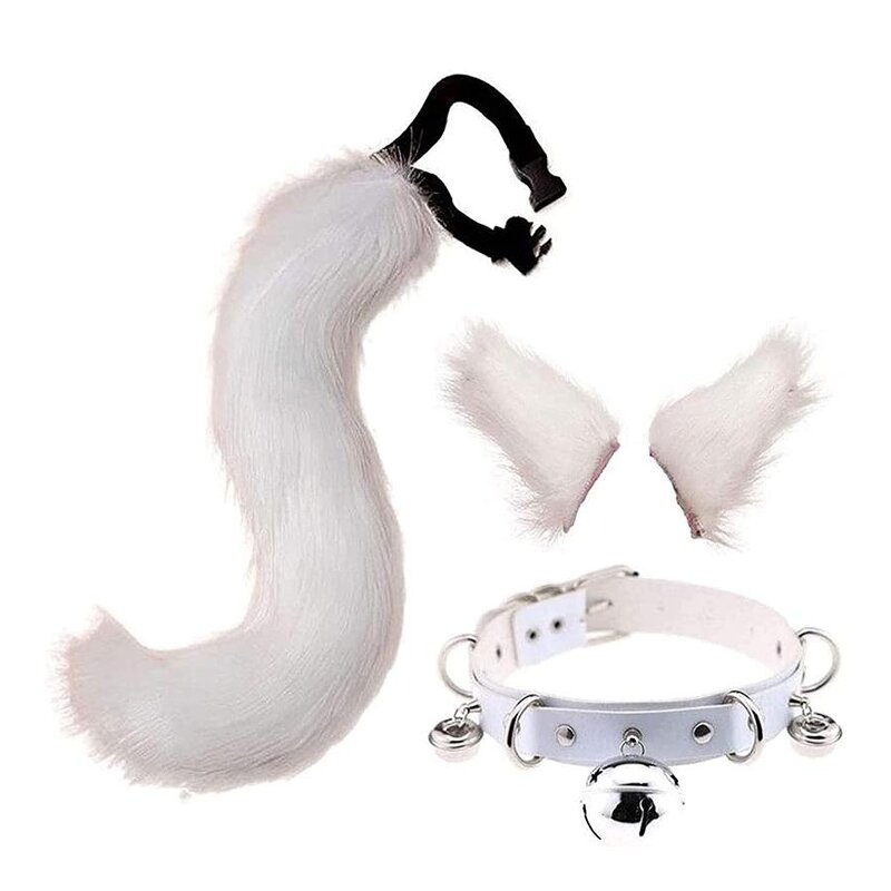 Choker Set Manufacturer - 3 Pcs Adjustable Fur Animal Tail Furry Wolf Fox Ear Headband Cosplay Props