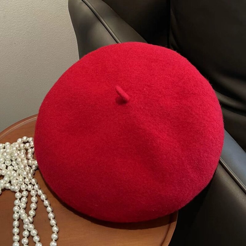 Beret Manufacturer - Women's Casual Outdoor Spring Winter Wool Fleece Vintage Painter Style Solid Color