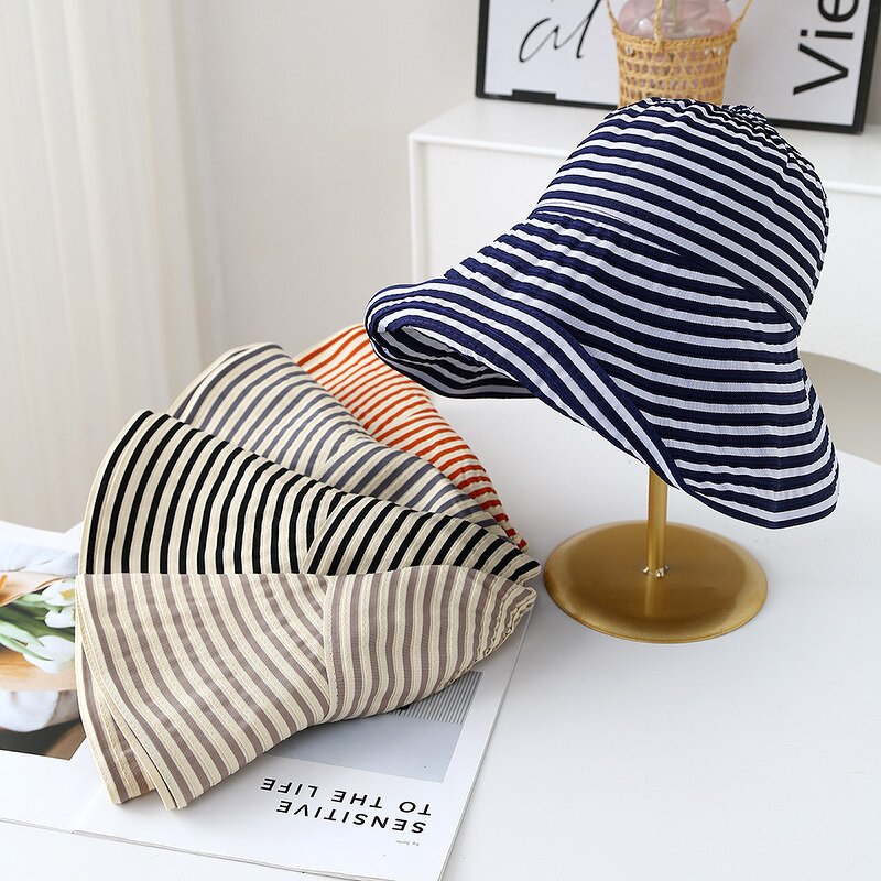 Fisherman Hat Manufacturer - High-End Unisex 100% Polyester Denim Striped All-Season Sun Protection