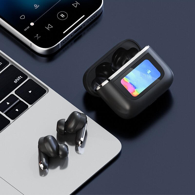 TWS Earbuds Manufacturer - 2025 V8 Noise Cancelling Smart LCD Touch Control Microphone Large Battery