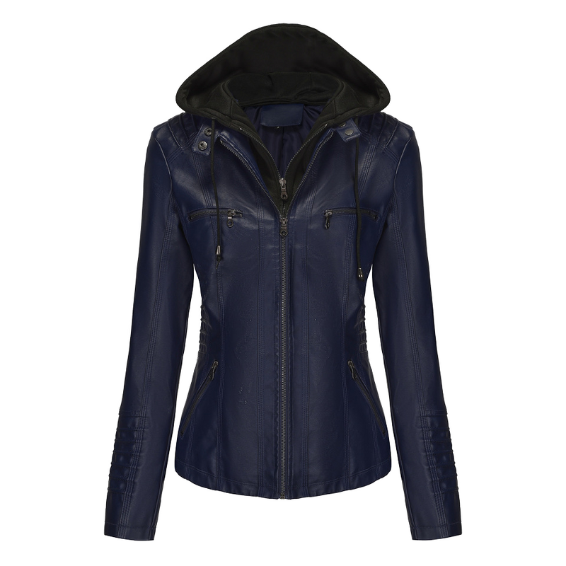 Hooded Leather Jacket Manufacturer - PU Water Washable Detachable for Spring Autumn