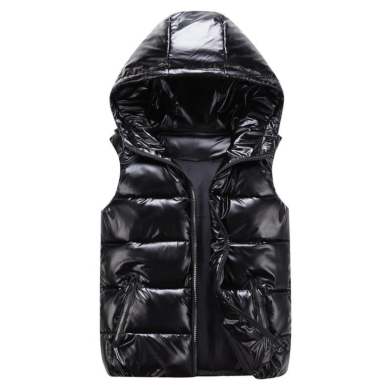 Kids' Vest Jacket Manufacturer - 2025 Parent-child Bright Padded Sleeveless Hooded Thicken Warm