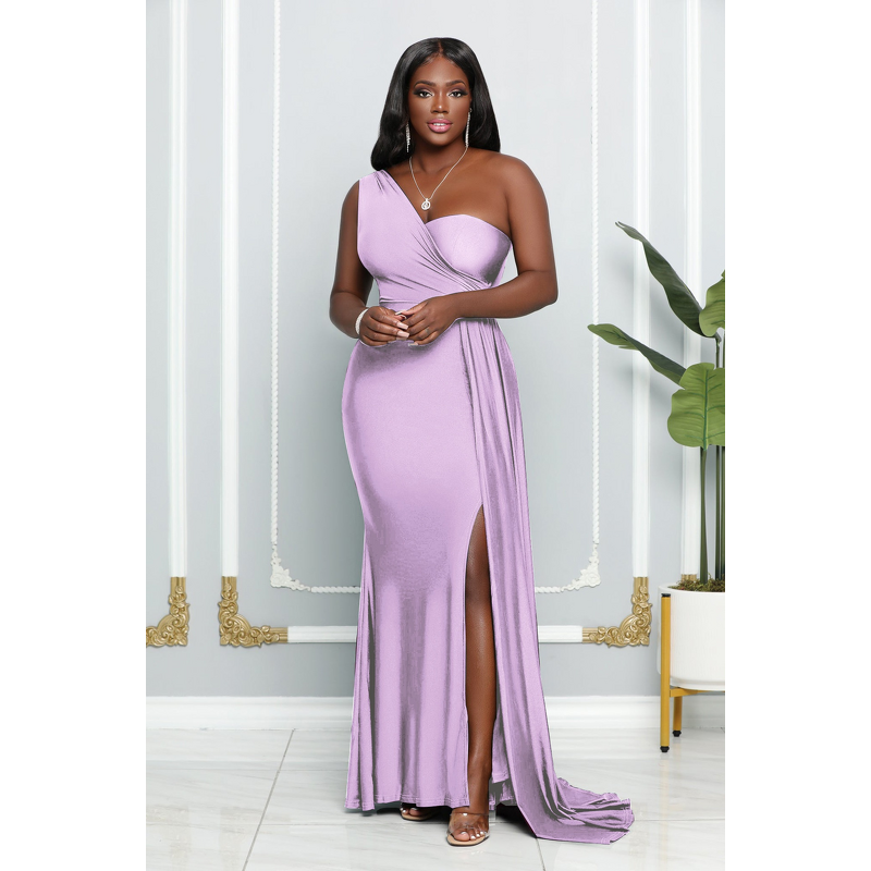 Bridesmaid Dress Manufacturer - 2025 One Shoulder Mermaid Sleeveless Slit Long