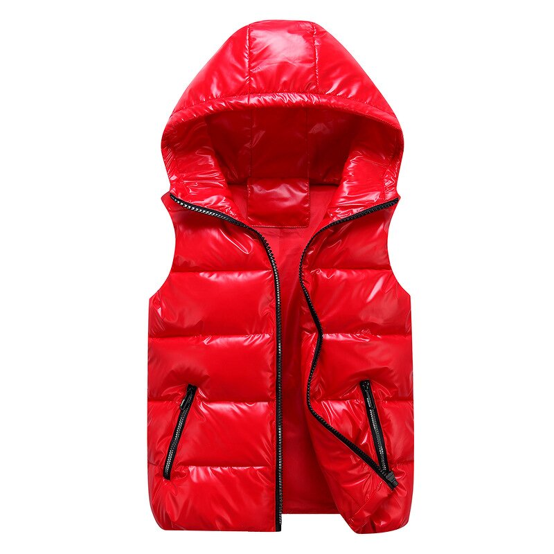 Kids' Vest Jacket Manufacturer - 2025 Parent-child Bright Padded Sleeveless Hooded Thicken Warm