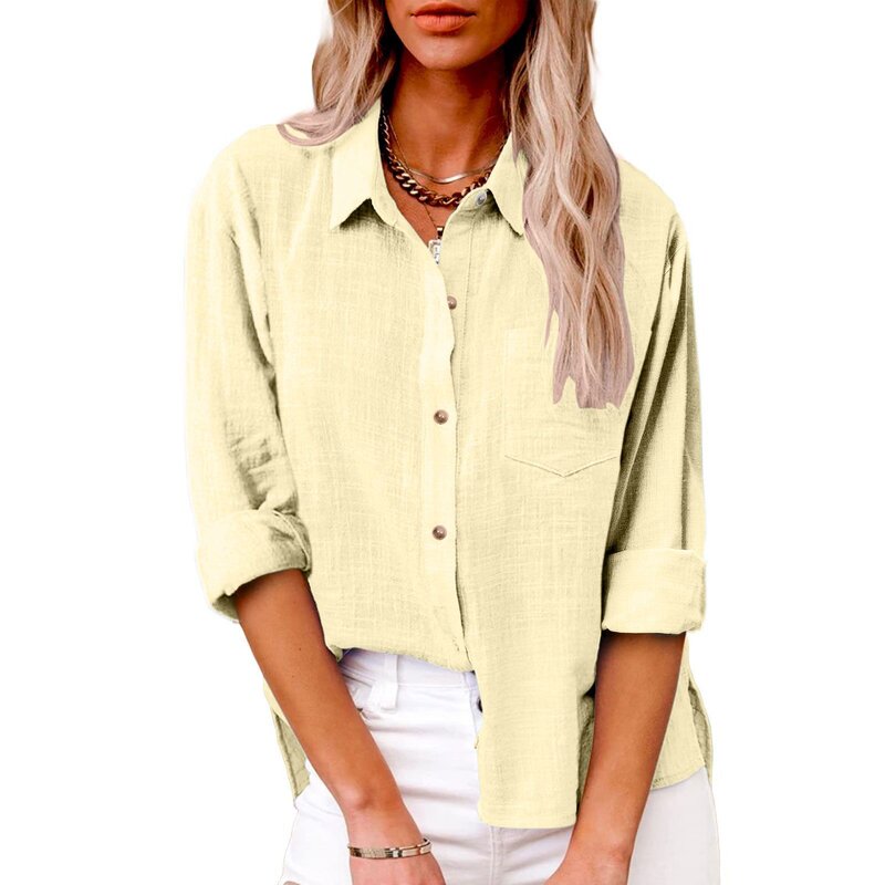 Cotton Shirt Manufacturer - 2025 Long Sleeve Pocket Style Button Solid Color