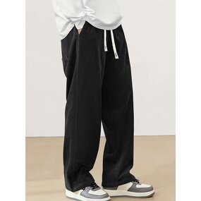 Men's Corduroy Pants Manufacturer - Loose Solid Color Comfortable Long Tether