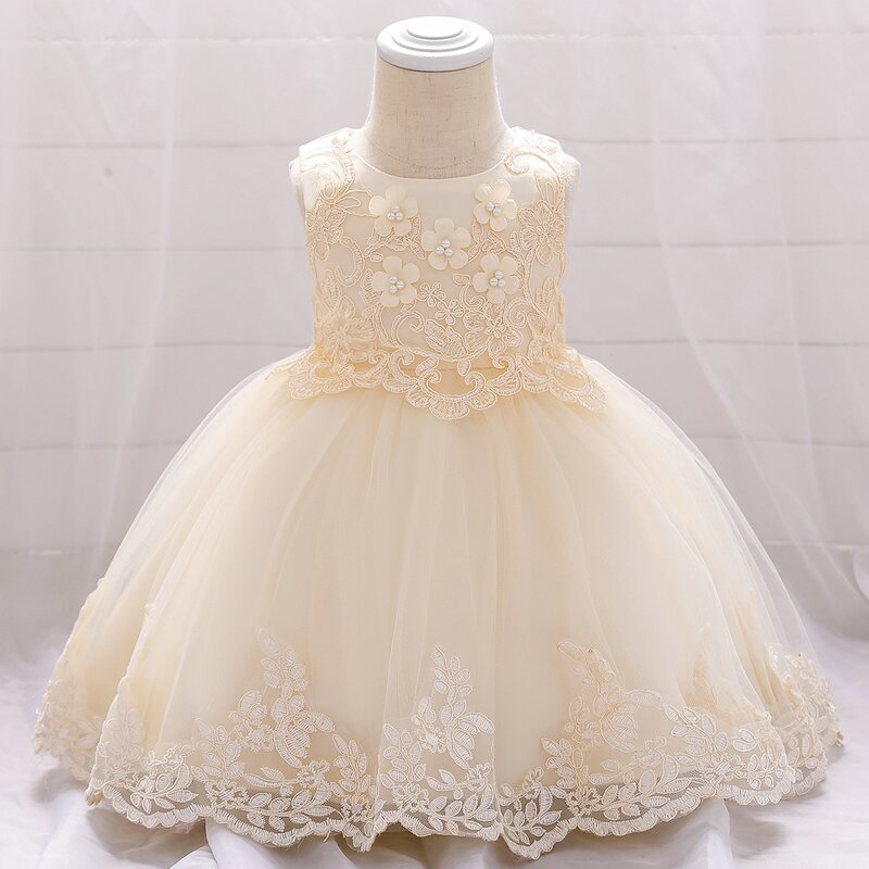 Baby Girl Dress Manufacturer - 2024 Flower Pompadour Solid Color Mesh Cute Children