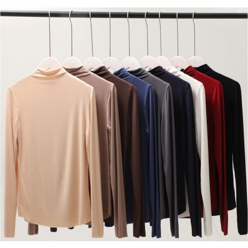 Turtleneck T-shirt Manufacturer - 10 Colors Slim Fit Modal for Women Spring Autumn