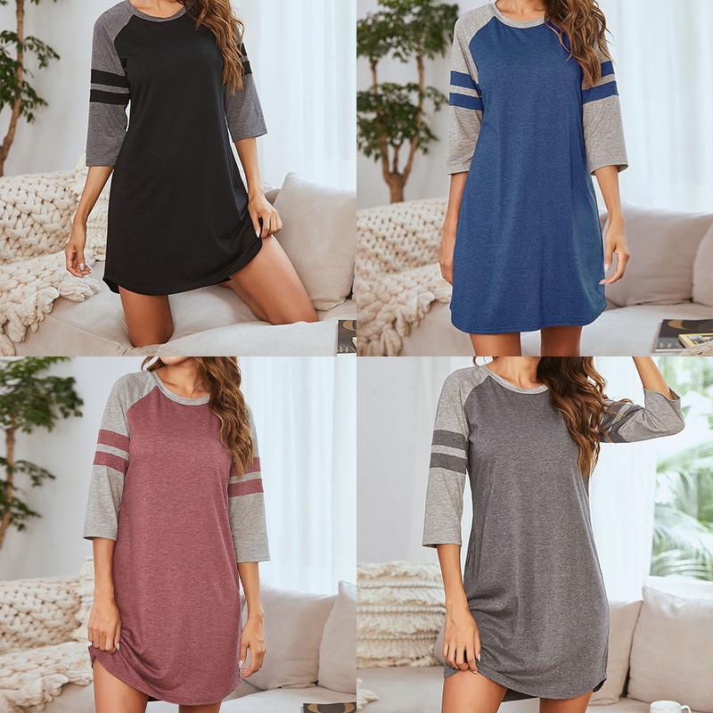 Women's Sleepwear Manufacturer - 2025 Spring Summer Patchwork Color Block Neck Short Sleeve