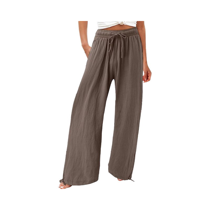 Women's Wide Leg Pants Manufacturer - 2025 Cotton Hemp Drawstring Waist Fashionable