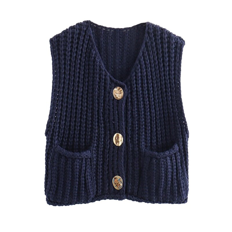 V-neck Knit Vest Manufacturer - Button Waistcoat Sleeveless for Women Spring Autumn