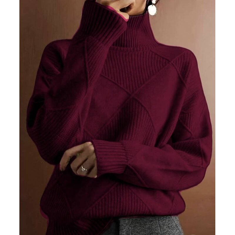 High Collar Sweater Manufacturer - Loose Warm Solid Color Knitwear for Autumn Winter