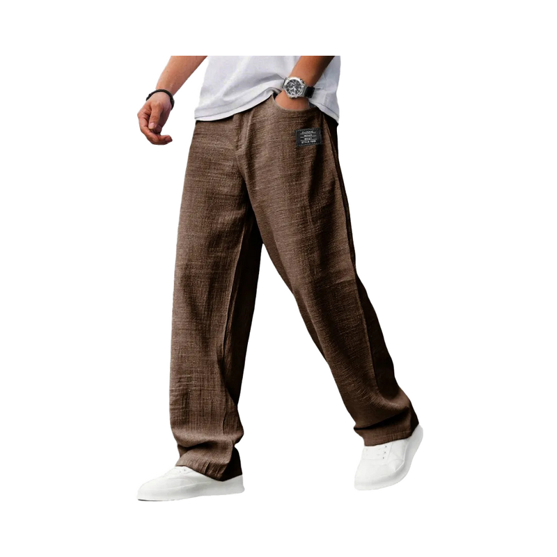 Men's Casual Pants Manufacturer - Cotton Hemp Elastic Waist Pocket Drawstring Loose