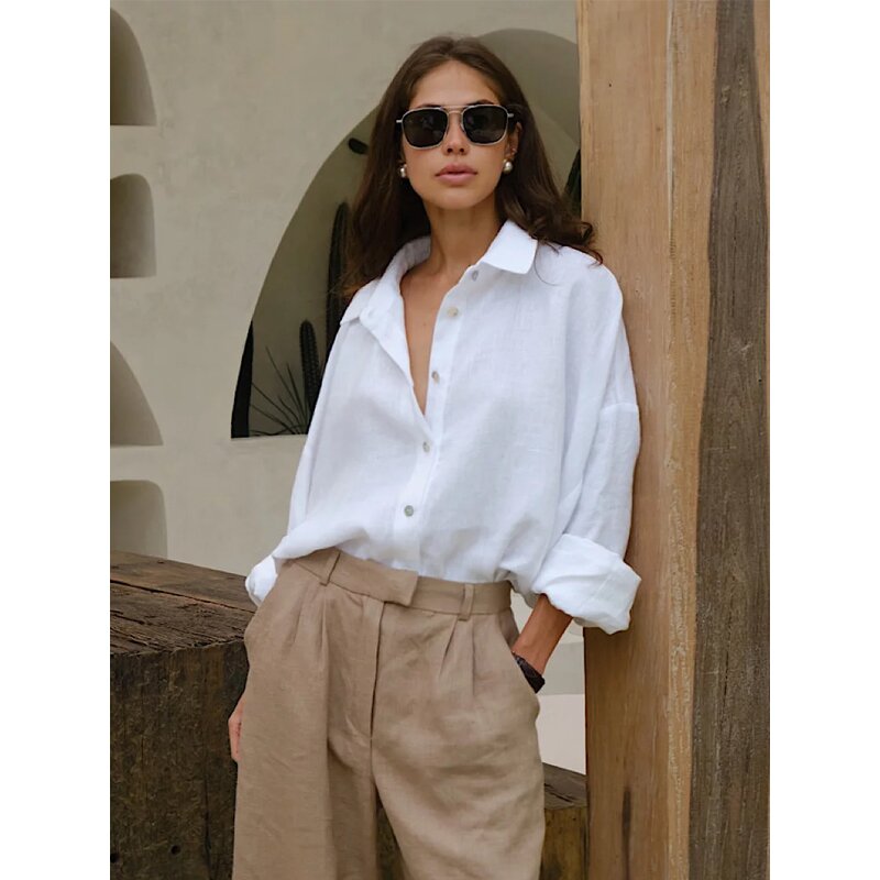 Cotton Shirt Manufacturer - 2025 Button-Collar Long Sleeve 100% Cotton for Women