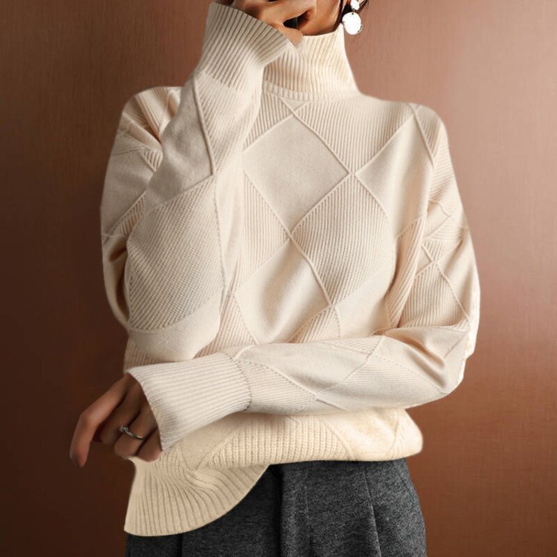High Collar Sweater Manufacturer - Loose Warm Solid Color Knitwear for Autumn Winter