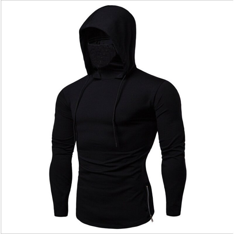 Men's Hooded T-shirt Manufacturer - Slim Fit Solid Color Lapel Fitness Hoodie