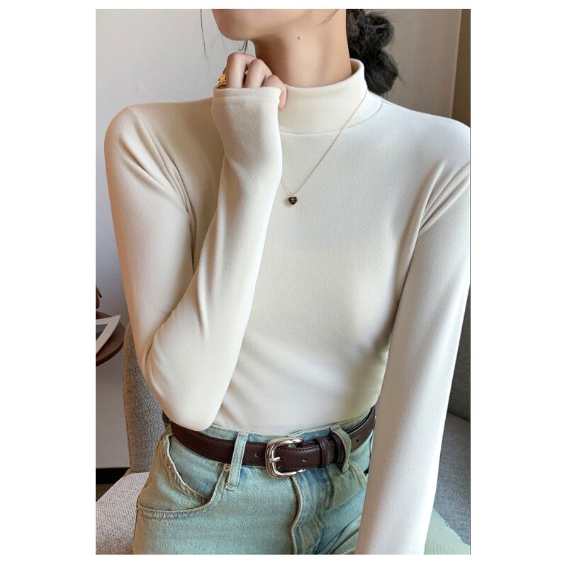 Half High Collar Top Manufacturer - Double sided German Velvet Solid Color Thickened Warm