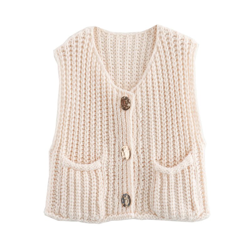 V-neck Knit Vest Manufacturer - Button Waistcoat Sleeveless for Women Spring Autumn