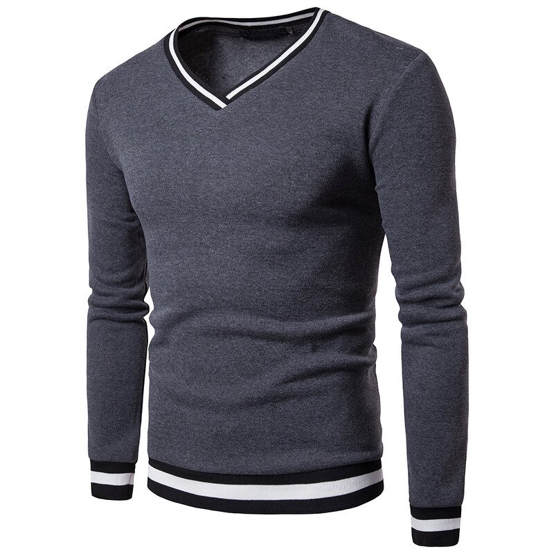 Men's Sweater Manufacturer - V-neck Long Sleeve Solid Color Spring Autumn Casual Fleece
