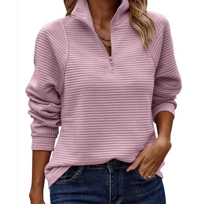 Women's Hoodie Manufacturer - 2024 Stand Collar Zipper Long Sleeve Stitching Casual