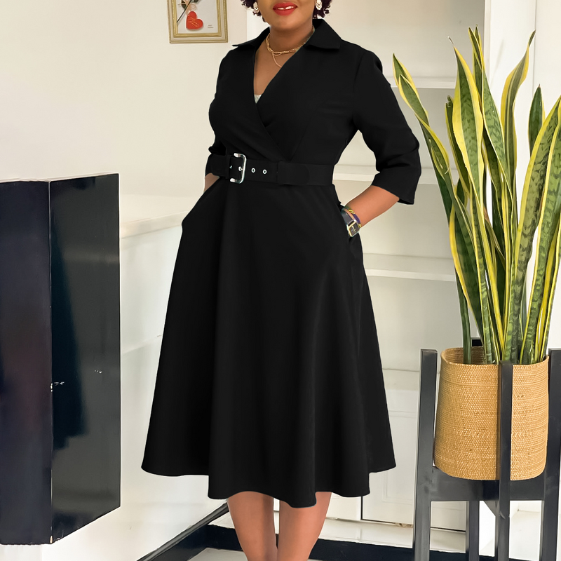 Plus Size Dress Manufacturer - 2025 Pure Color Large Skirt Career for Autumn