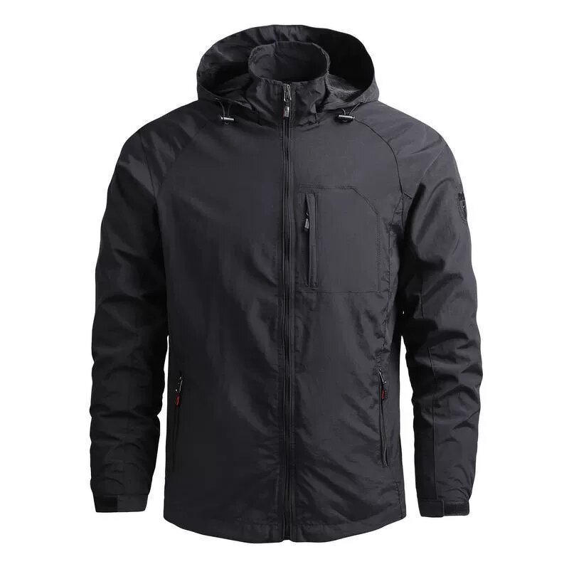 Hooded Jacket Manufacturer - Coated Windproof Loose Casual Zipper Hiking Camping