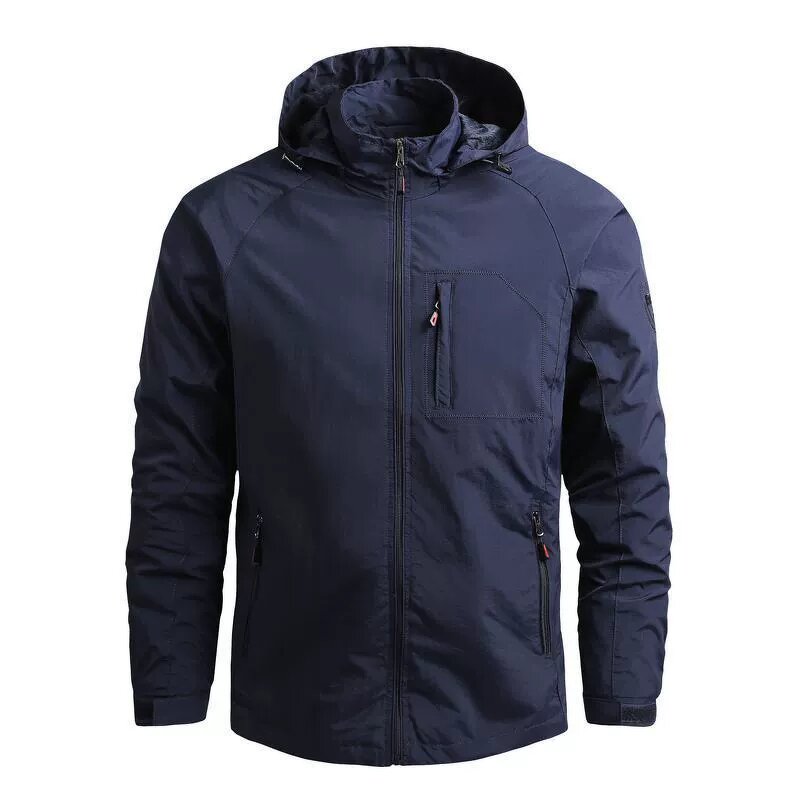 Hooded Jacket Manufacturer - Coated Windproof Loose Casual Zipper Hiking Camping