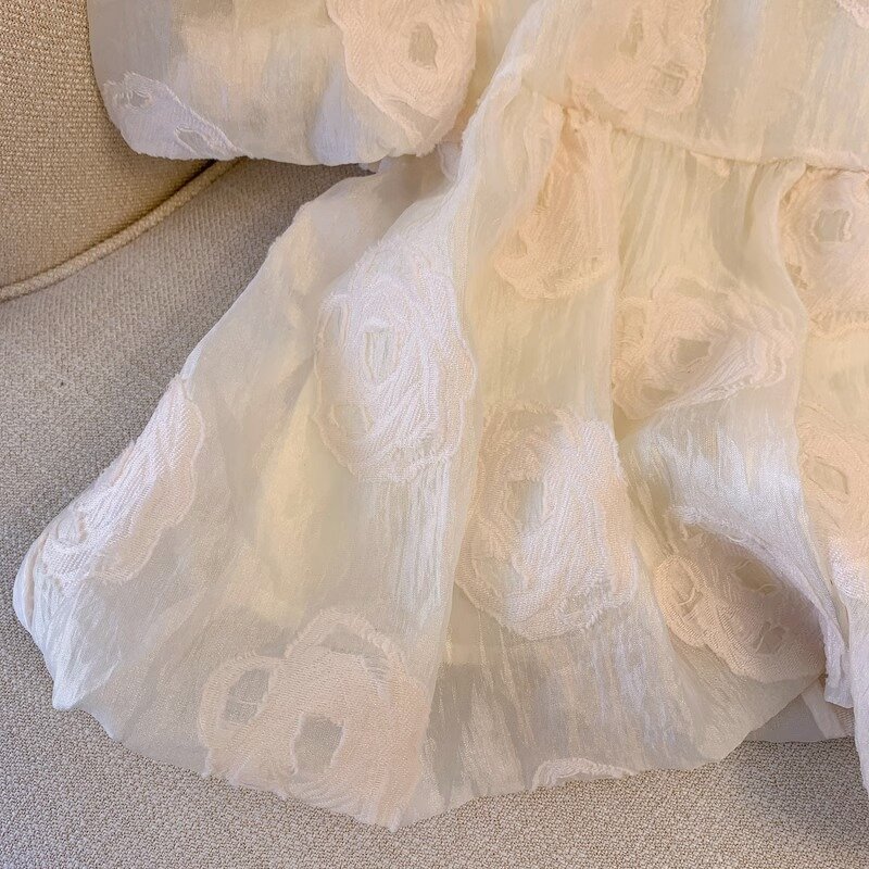 Kids' Chiffon Shirt Manufacturer - Summer Square Collar Bubble Sleeve Short Sleeved Girl