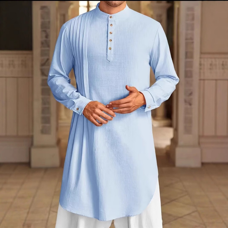 Muslim Long Shirt Manufacturer - 2025 Button Linen Hemp for Men Middle East Arab