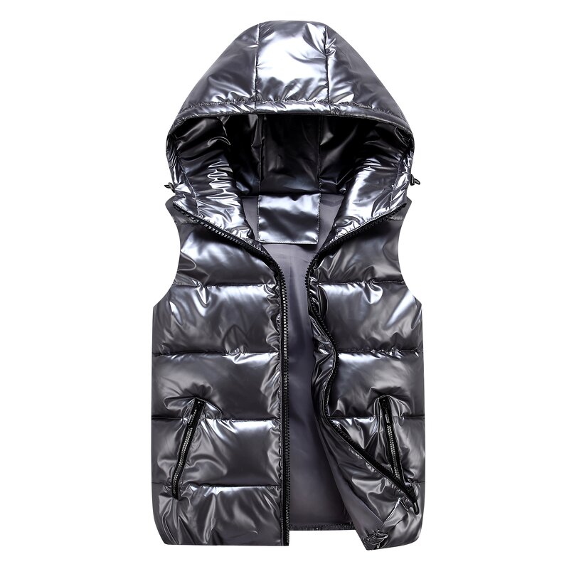 Kids' Vest Jacket Manufacturer - 2025 Parent-child Bright Padded Sleeveless Hooded Thicken Warm