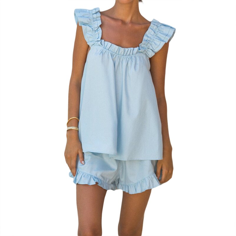 Women's Pajama Set Manufacturer - 2025 Cotton Linen Vest Shorts Two-piece Home Wear